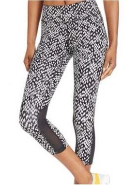 Nike Black & White Printed Capri Leggings with Mesh Insets